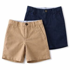 Janie and Jack | Navy & Khaki Linen Blend Shorts Bundle | 3T